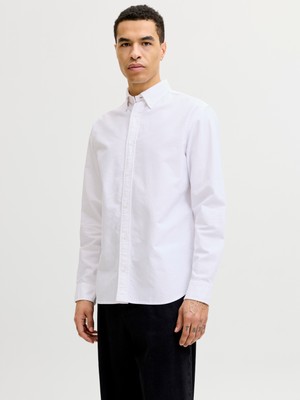 Jack Jones Jjeharvey Oxford L/s Shırt Noos Erkek Beyaz Gömlek 12293325-01