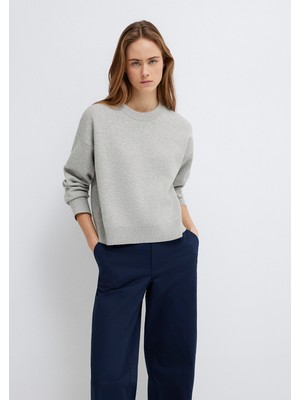 Mavi Bisiklet Yaka Gri Kazak 1710844-80196