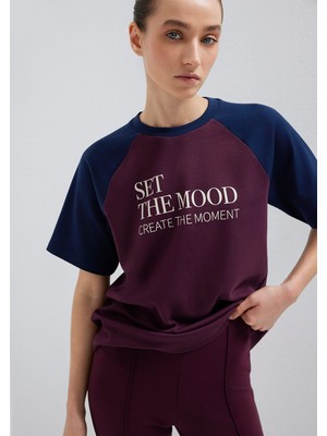 Mavi Baskılı Bordo Tişört 1613844-70434