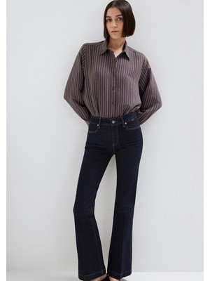 Mavi Mor (TENCEL™) Liyosel Karışımlı Gömlek 1211373-91534