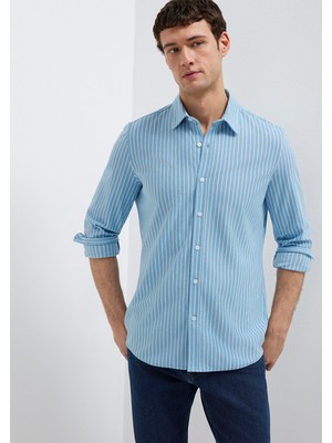 Mavi Çizgili Mavi Gömlek 0211404-91579