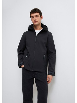 Mavi Kapüşonlu Siyah Ceket 0110763-71379