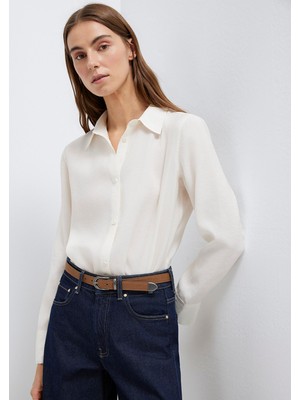 Mavi Ekru (TENCEL™) Liyosel Karışımlı Gömlek 1211374-70057