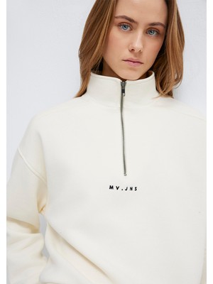 Mavi Mvjns Nakışlı Yarı Fermuarlı Ekru Sweatshirt 1S10533-89145