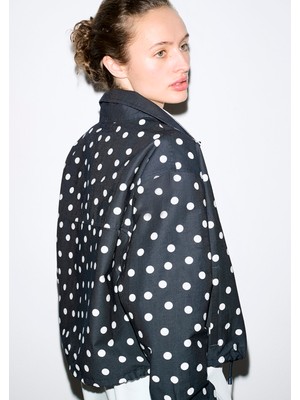 Mavi Puantiyeli Lacivert Ince Ceket 1211514-91574