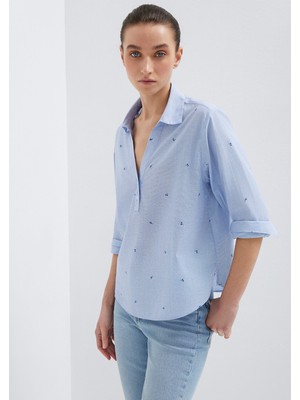 Mavi Baskılı Mavi Gömlek 1211397-91383