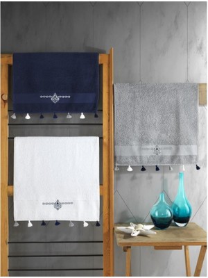 Zemira V2 50X90 3'lü Havlu Seti Lacivert/beyaz/gri