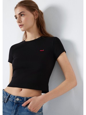 Mavi Mavi Logo Baskılı Siyah Tişört 1613848-900