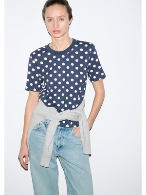 Mavi Puantiyeli Lacivert Tişört 1614064-91575