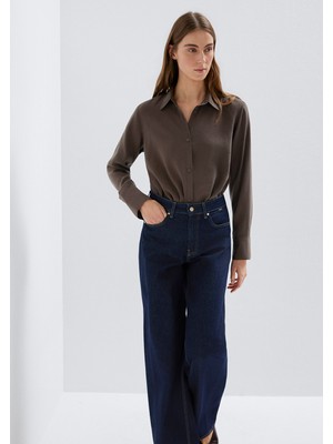 Mavi Kahverengi (TENCEL™) Liyosel Karışımlı Gömlek 1211374-70238
