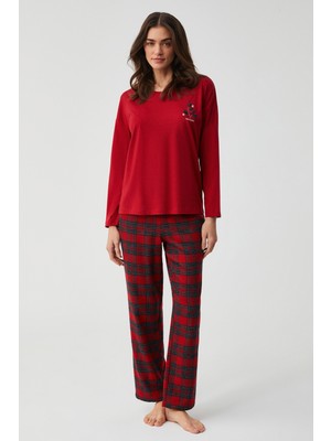 Penye Mood Ekose Desenli Pijama Takımı