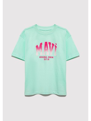 Mavi Mavi Logo Baskılı Yeşil Tişört 7610386-71643
