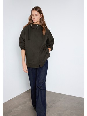 Mavi Kapüşonlu Haki Ceket 1110014-90707