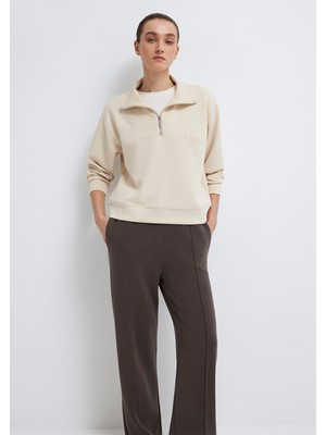 Mavi Yarı Fermuarlı Ekru (TENCEL™) Modal Karışımlı Sweatshirt 1S10488-70005
