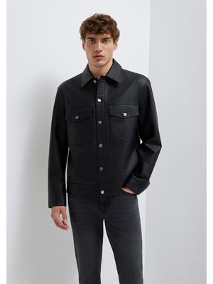 Mavi Siyah Suni Deri Ceket 0110798-71379