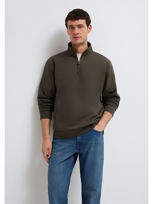 Mavi Yarı Fermuarlı Haki Basic Sweatshirt 0S10278-71553