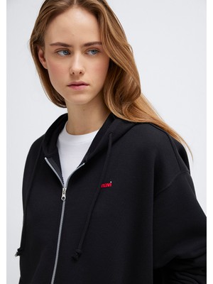 Mavi Mavi Logo Baskılı Kapüşonlu Siyah Sweatshirt 1S10531-900