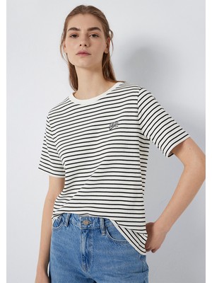 Mavi Mavi Logo Baskılı Çizgili Tişört 1613715-85143