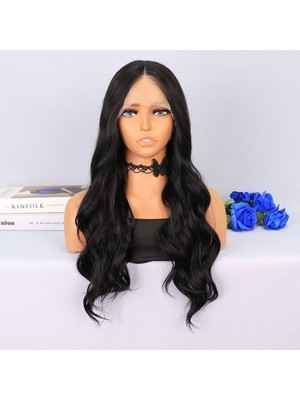 Zemira Siyah Su Dalgalı Tül Peruk