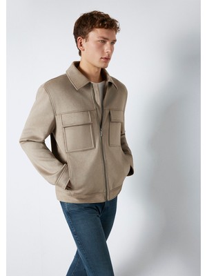 Mavi Mavi Black Cep Detaylı Bej Suni Deri Ceket 0110783-80697