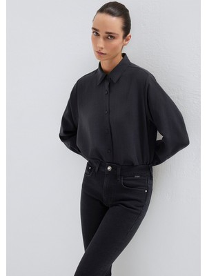 Mavi Siyah (TENCEL™) Liyosel Karışımlı Gömlek 1211373-900