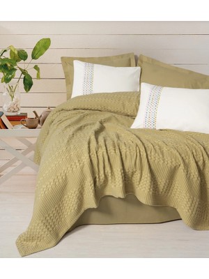 Zemira Aura Çift Kişilik Pike Takımı Pebble Hardal