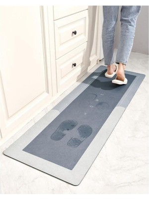 Normadia Kaymaz Tabanlı Su Emici Banyo ve Lavabo Paspası 40X120 cm Gri