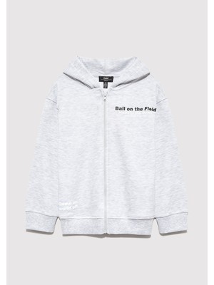 Mavi Sırt Baskılı Kapüşonlu Gri Sweatshirt 6S10182-88467