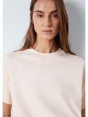 Mavi Mavi Logo Baskılı Interlok Pembe Tişört 1612829-71121