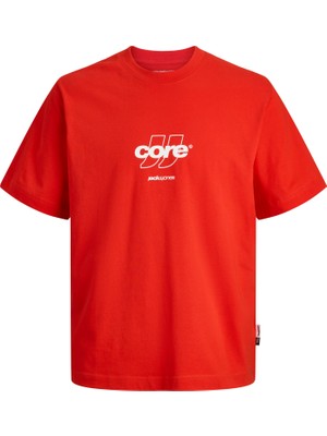 Jack & Jones Jack Jones Jcoclub Front Prınt Tee Ss Crew Neck Erkek Kırmızı Tshirt 12289868-17
