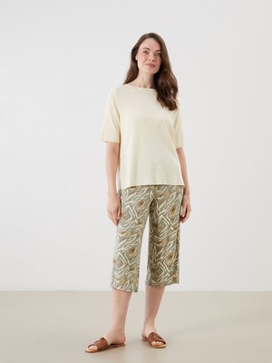 Lc Waikiki Yeni Sezon Beli Lastikli Çiçekli Kadın Kapri