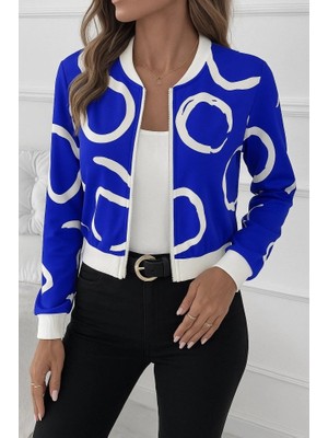 Veralya Kadın Uzun Kollu Önden Fermuarlı Kısa Şardonlu Dalgıç Ceket