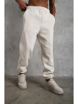 Erkek Üç Iplik Alt Eşofman Lastikli - Beyaz