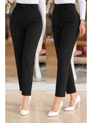 Veralya Kadın Yüksek Bel Kemersiz Ithal Krep Pantolon