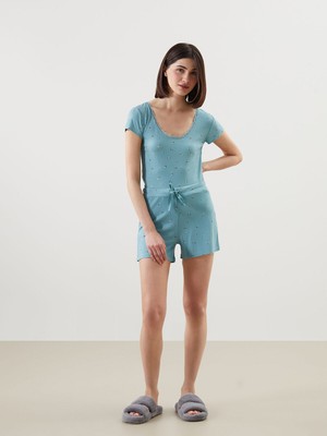 Lc Waikiki Yeni Sezon U Yaka Çiçekli Kadın Şortlu Pijama Takım