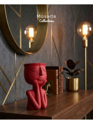 Mosarte Düşünen Adam Dekoratif Vazo – Modern Heykel Saksı | Minimal Tasarım Ev & Ofis Dekoru
