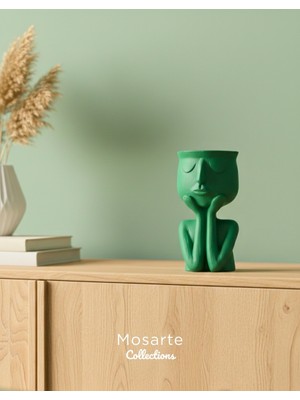 Mosarte Düşünen Adam Dekoratif Vazo – Modern Heykel Saksı | Minimal Tasarım Ev & Ofis Dekoru