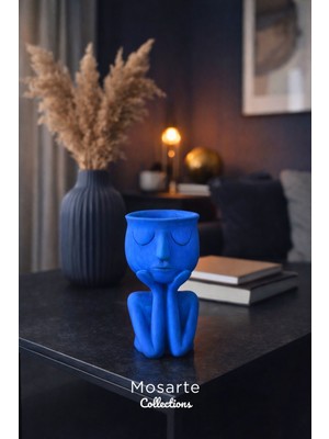Mosarte Düşünen Adam Dekoratif Vazo – Modern Heykel Saksı | Minimal Tasarım Ev & Ofis Dekoru