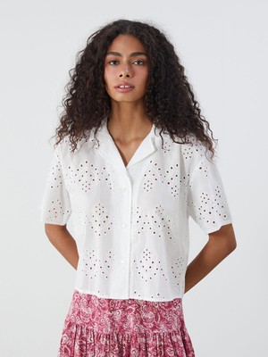 Lc Waikiki Yeni Sezon Ajurlu Kadın Crop Gömlek