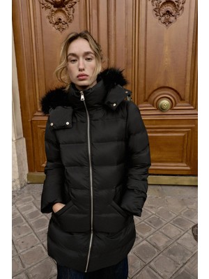 Allbucks Zara, Kuş Tüyü Kaz Tüyü Su Itici Rüzgarlıklı Kapüşonlu Şişme Mont ABZRA3739