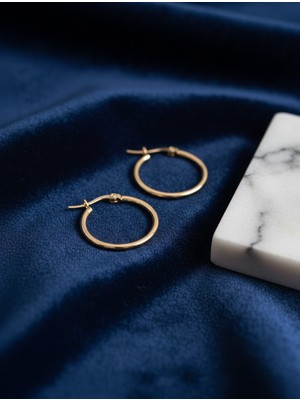 Matenon Design Zarafet Serisi Pürüzsüz Yüzeyli Gold Halka Küpe