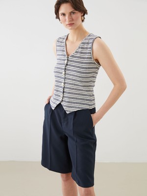 Lc Waikiki Yeni Sezon V Yaka Çizgili Kadın Yelek