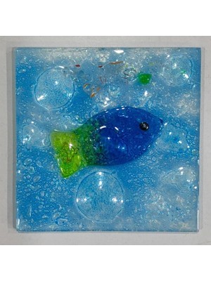 Normadia Balık Desenli Banyo Cam Gider Kapağı Süsü, Şık Tasarım, 10X10 cm