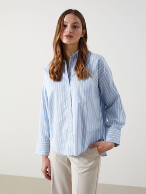Lc Waikiki Yeni Sezon Çizgili Oversize Kadın Gömlek