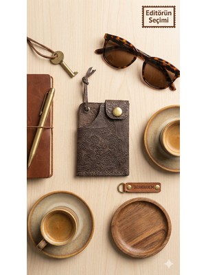 El Yapımı Dana Derisi Kartlık Cüzdan | Kabartma Desen | Unisex