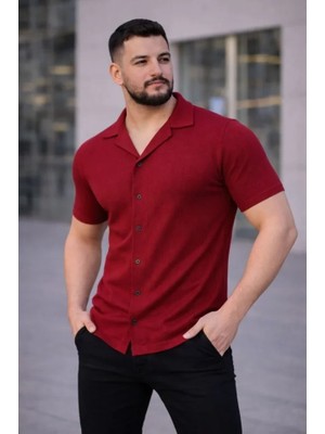 Veralya Erkek Waffle Kumaş Kısa Kollu Düğmeli Açık Yaka Regular Fit Gömlek