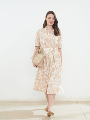 Lc Waikiki Yeni Sezon Çiçekli Keten Karışımlı Kadın Gömlek Elbise