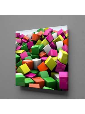 Technopa RENKLİ KARE TAŞLAR KANVAS TABLO - 200x200cm