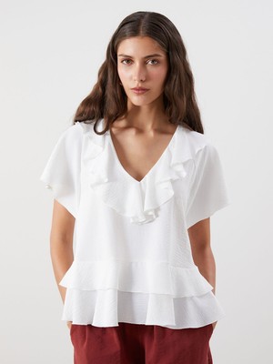 Lc Waikiki Yeni Sezon Volanlı V Yaka Bluz