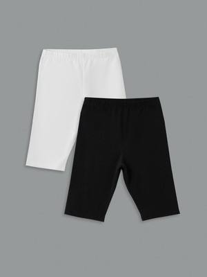 Lc Waikiki Yeni Sezon Beli Lastikli Kız Çocuk Kısa Tayt 2'li